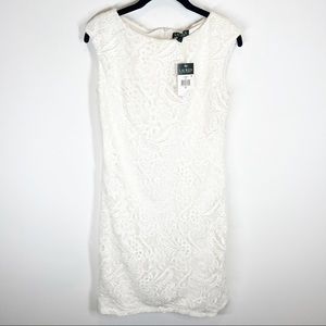 NWT Lauren Ralph Lauren White Lace Overlay Dress